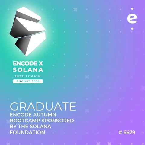 Œuvre du certificat NFT Encode Solana Bootcamp #6679